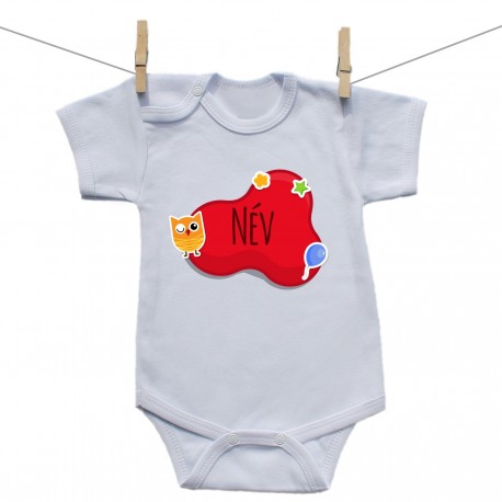 Rövid ujjú body Piros buborék (a baba nevével)