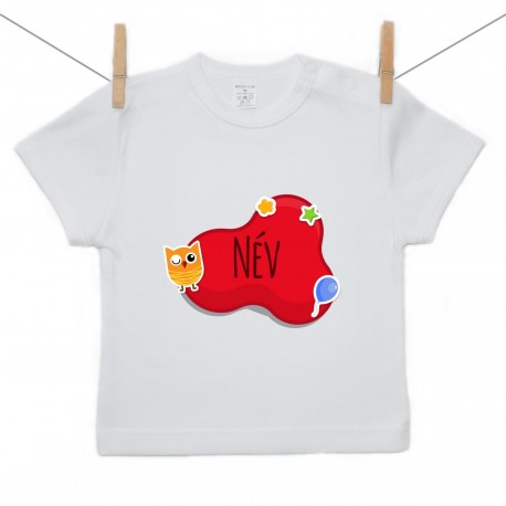 Rövid ujjú póló Piros buborék (a baba nevével)