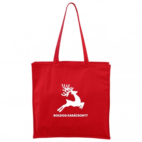 Maxi Táska - piros Boldog Karácsonyt - Rénszarvas