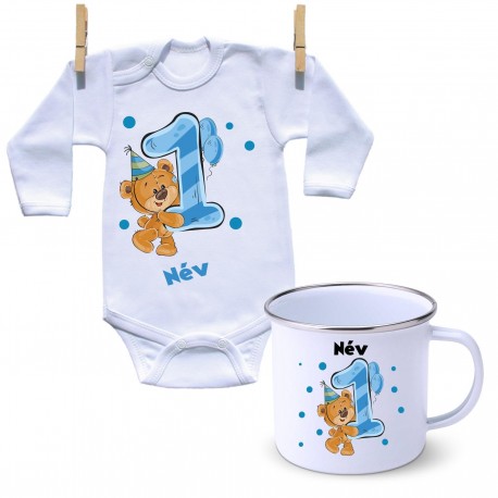 Szett Szett - Első Szülinap - maci - fiú (saját névvel)