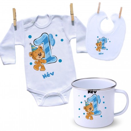 Szett Szett - Első Szülinap - maci - fiú (saját névvel)