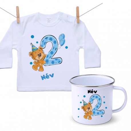 Szett Szett - Második Szülinap - maci - fiú (saját névvel)