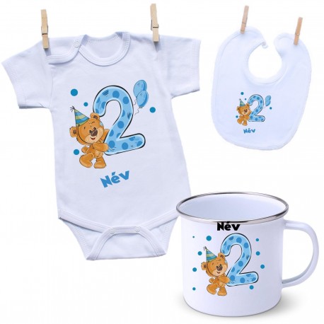 Szett Szett - Második Szülinap - maci - fiú (saját névvel)