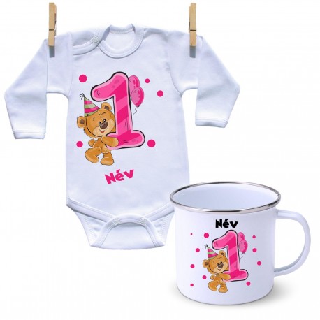 Szett Szett - Első Szülinap - maci - lány (saját névvel)