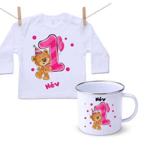 Szett Szett - Első Szülinap - maci - lány (saját névvel)