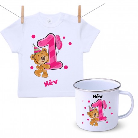 Szett Szett - Első Szülinap - maci - lány (saját névvel)