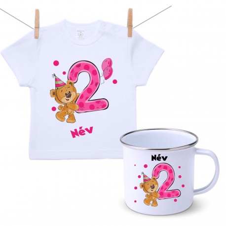 Szett Szett - Második Szülinap - maci - lány (saját névvel)