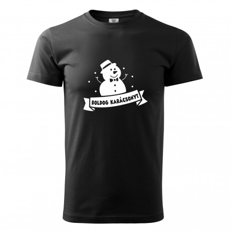 Férfi póló (Fekete) Boldog Karácsonyt - Hóember