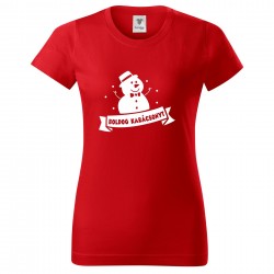 Női póló (Piros) Boldog Karácsonyt - Hóember