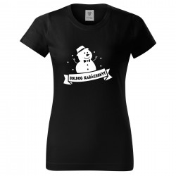 Női póló (Fekete) Boldog Karácsonyt - Hóember