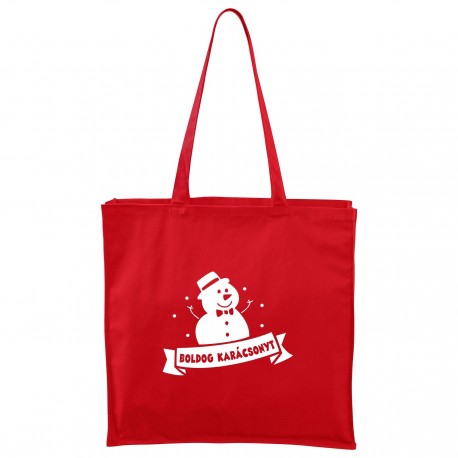 Maxi Táska - piros Boldog Karácsonyt - Hóember