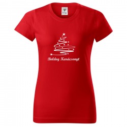 Női póló (Piros) Boldog Karácsonyt - Karácsonyfa