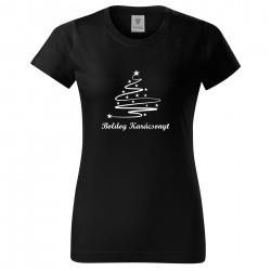 Női póló (Fekete) Boldog Karácsonyt - Karácsonyfa