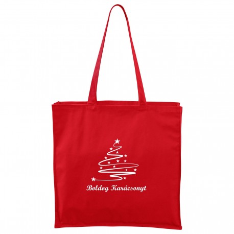 Maxi Táska - piros Boldog Karácsonyt - Karácsonyfa