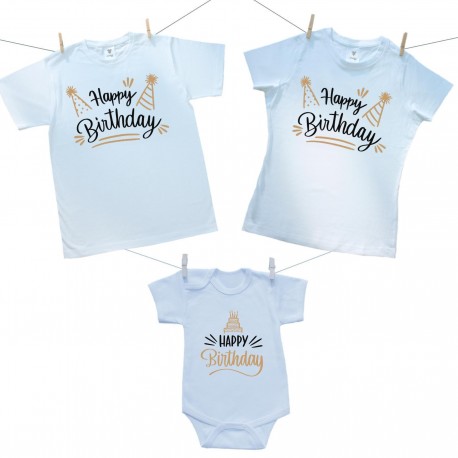 Családi szett (rövid ujjú body) Happy birthday