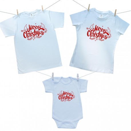 Családi szett (rövid ujjú body) Merry Christmas