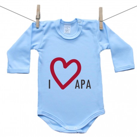 Hosszú ujjú body (kék) I love apa