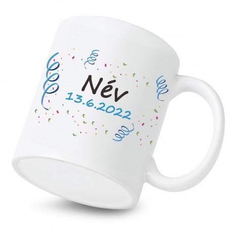Kerámia Bögre A baba nevével és dátumával (Fiú)