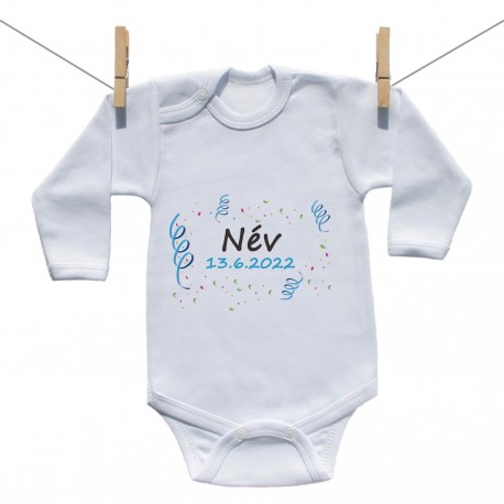 Hosszú ujjú body A baba nevével és dátumával (Fiú)