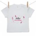 Rövid ujjú póló A baba nevével és dátumával (Lány)