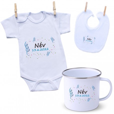 Szett A baba nevével és dátumával (Fiú)