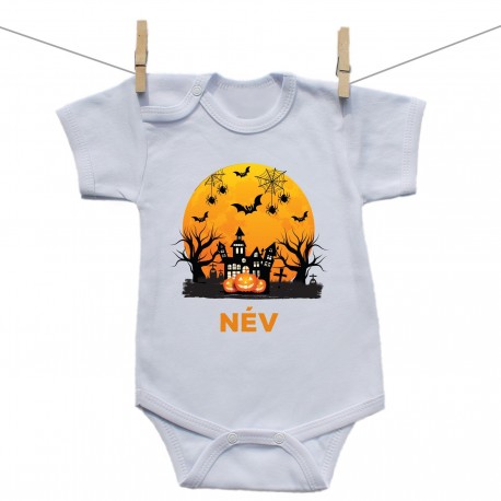 Rövid ujjú body Happy Halloween (névvel)