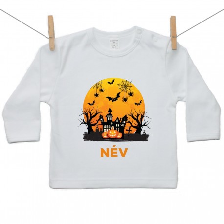Hosszú ujjú póló Happy Halloween (névvel)