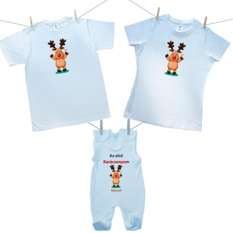 Családi szett (rugdalózó) Az első Karácsonyom (névvel)