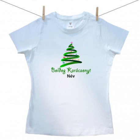 Női póló Boldog Karácsonyt (névvel)