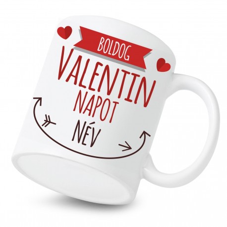 Kerámia Bögre Boldog Valentin napot (névvel)