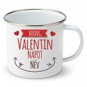 Zománc bögre Boldog Valentin napot (névvel)