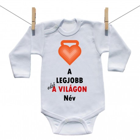 Hosszú ujjú body A legjobb edző a világon (névvel)