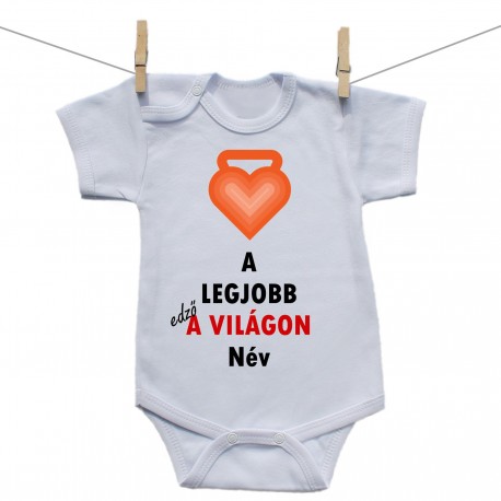 Rövid ujjú body A legjobb edző a világon (névvel)