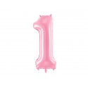 1 - es születésnapi szám fólia lufi - rózsaszín 86cm