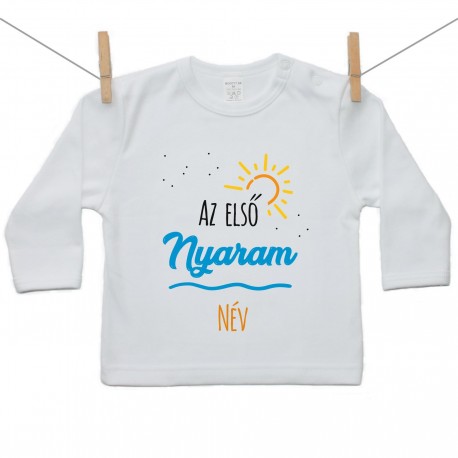 Hosszú ujjú póló Az első nyaram (a baba nevével)