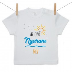 Rövid ujjú póló Az első nyaram (a baba nevével)