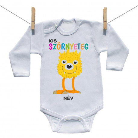 Hosszú ujjú body Kis szörnyeteg - sárga (a baba nevével)