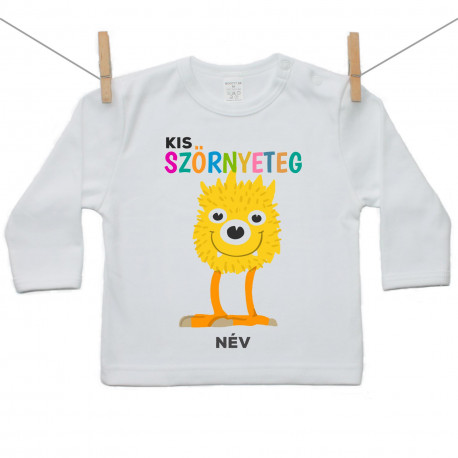 Hosszú ujjú póló Kis szörnyeteg - sárga (a baba nevével)