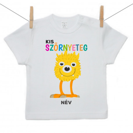 Rövid ujjú póló Kis szörnyeteg - sárga (a baba nevével)