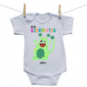 Rövid ujjú body Kis szörnyeteg - zöld (a baba nevével)