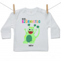 Hosszú ujjú póló Kis szörnyeteg - zöld (a baba nevével)