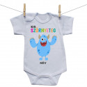 Rövid ujjú body Kis szörnyeteg - kék (a baba nevével)