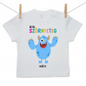 Rövid ujjú póló Kis szörnyeteg - kék (a baba nevével)