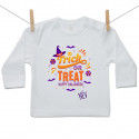 Hosszú ujjú póló Trick or treat (egyedi névvel)
