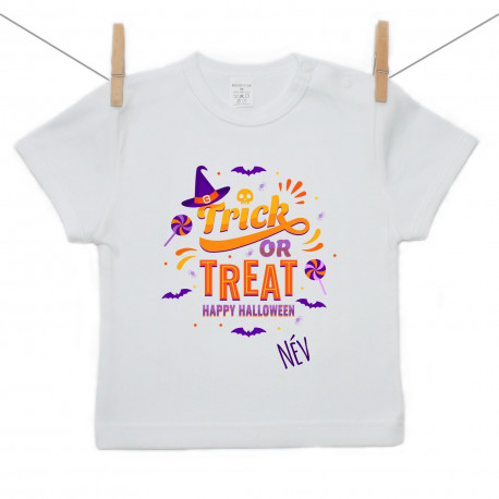 Rövid ujjú póló Trick or treat (egyedi névvel)