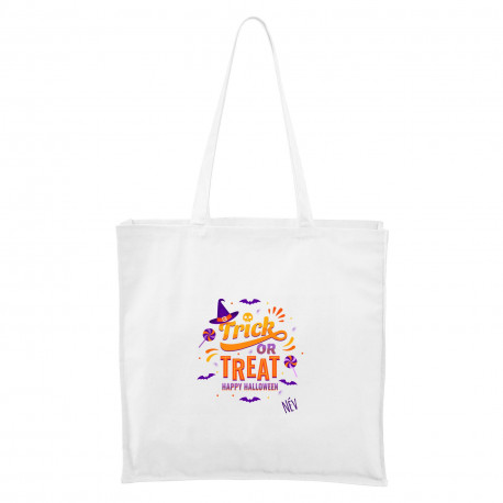 Maxi Táska - fehér Trick or treat (egyedi névvel)