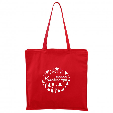 Maxi Táska - piros Boldog Karácsonyt