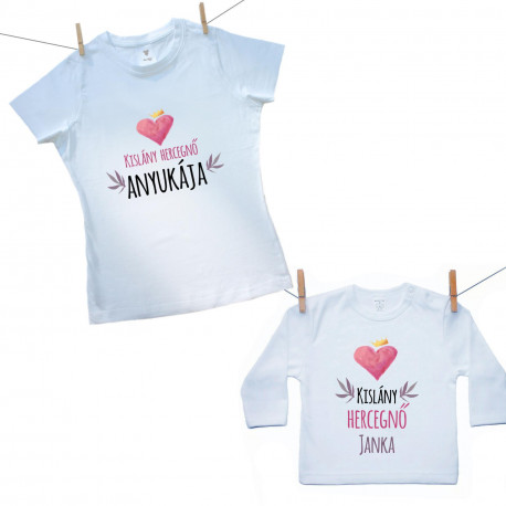 Családi csomag -  Kislány hercegnő és anyukája (a baba egyedi nevével)