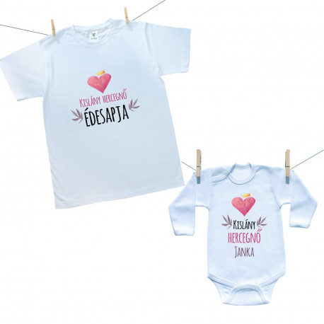 Családi csomag -  Kislány hercegnő és édesapja (a baba egyedi nevével)