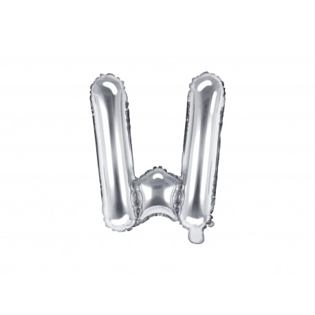 Fólia Lufi W Betű, 35cm, ezüst